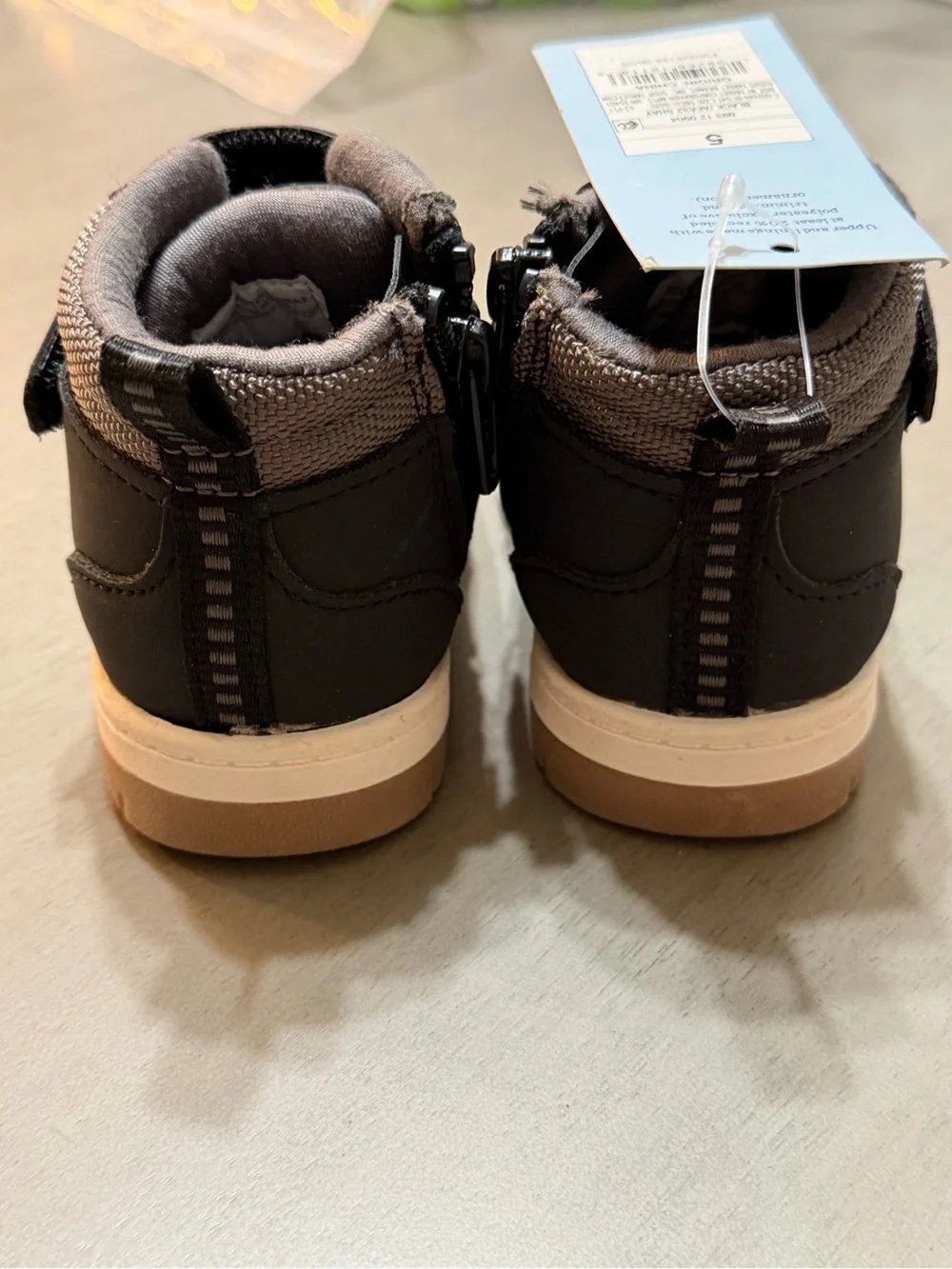 Cat & Jack Toddler 5 Black High-Top Sneakers Hook-and-Loop Closure